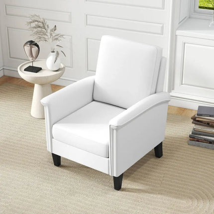 Floral Accent Chair Farmhouse Boho Armchair with Solid Wood Legs and High Back-Beige - Beige - Sofas & Loveseats
