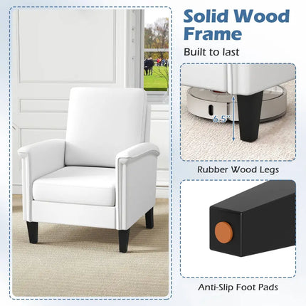 Floral Accent Chair Farmhouse Boho Armchair with Solid Wood Legs and High Back-Beige - Beige - Sofas & Loveseats