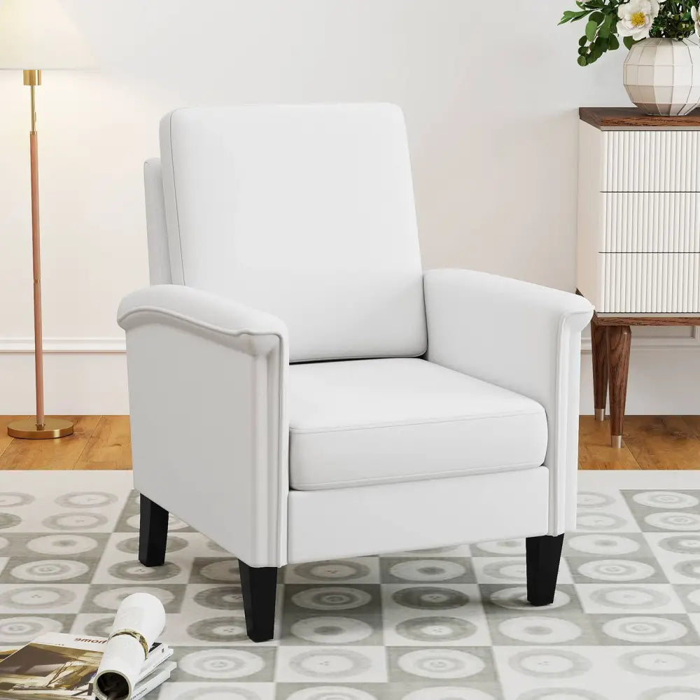 Floral Accent Chair Farmhouse Boho Armchair with Solid Wood Legs and High Back-Beige - Beige - Sofas & Loveseats