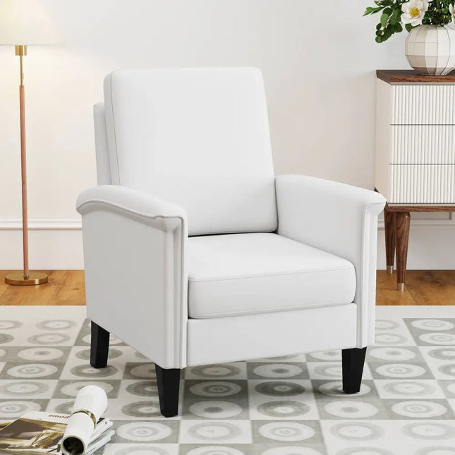 Floral Accent Chair Farmhouse Boho Armchair with Solid Wood Legs and High Back-Beige - Beige - Sofas & Loveseats