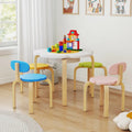 Flower-shaped Children Table Set Wooden Play and Activity Table with 2 Colorful Chairs and Stools-Multicolor