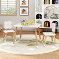 Flower-shaped Kids Table Set with Solid Pine Wood Legs-White - White - Kids Table & Chair Sets