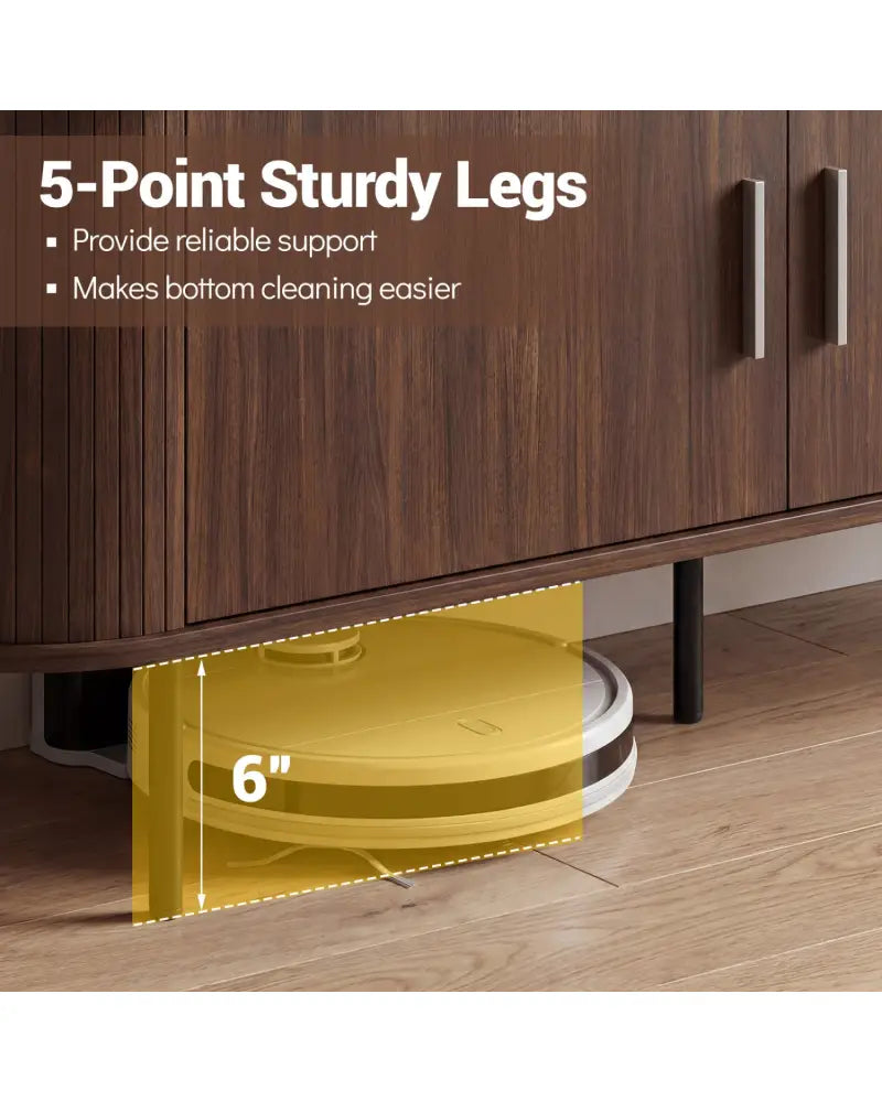 Fluted TV Stand for TVs up to 60’’ Mid Century Curved Entertainment Center-Walnut - Walnut - Entertainment Centers & TV