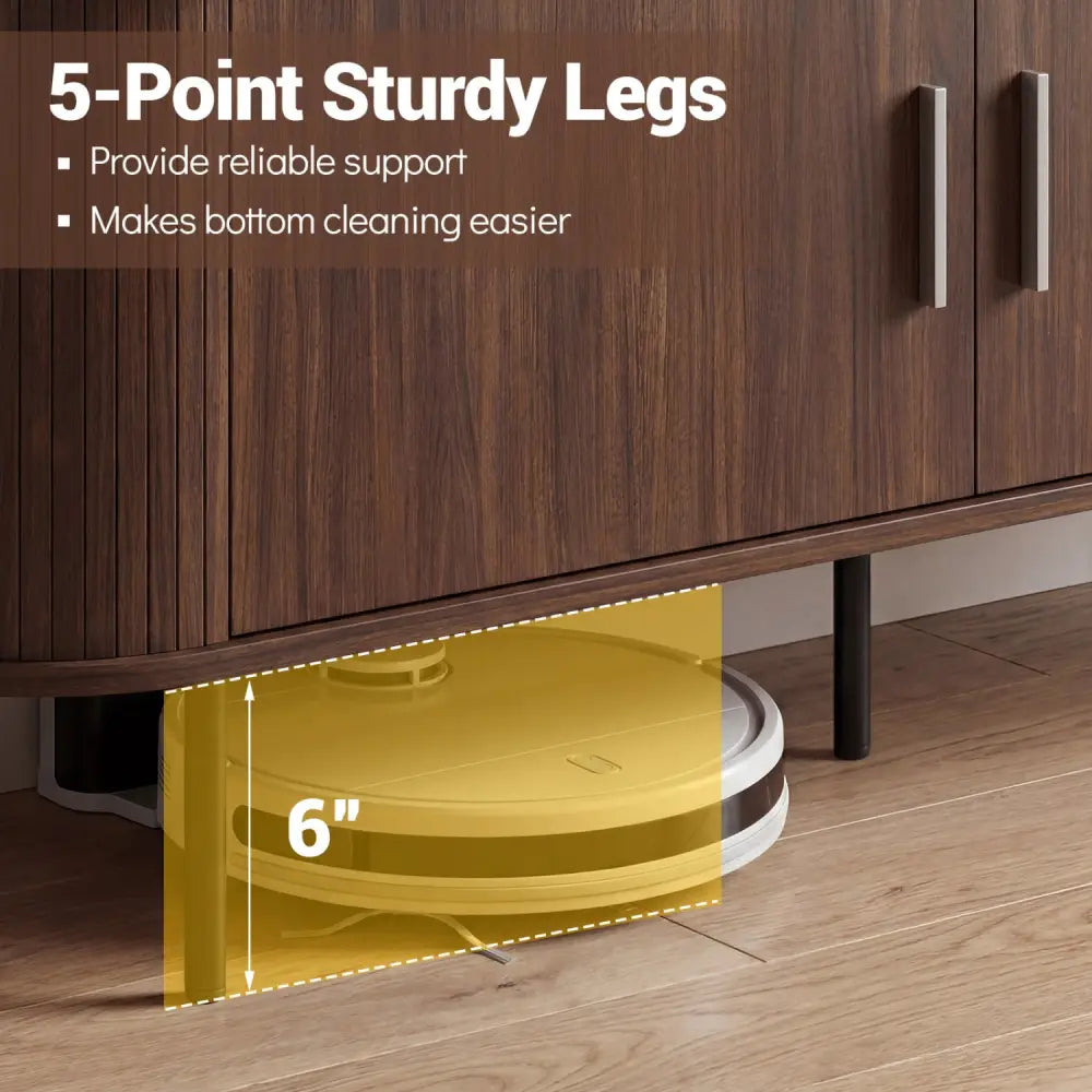 Fluted TV Stand for TVs up to 60’’ Mid Century Curved Entertainment Center-Walnut - Walnut - Entertainment Centers & TV