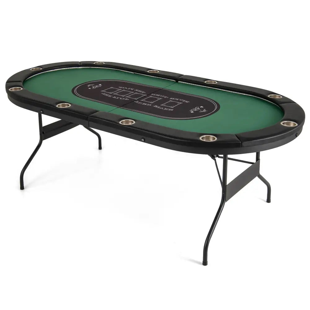 Foldable 10-Player Poker Table with LED Lights and USB Ports Ideal for Texas Casino-Green - Green - Game Room