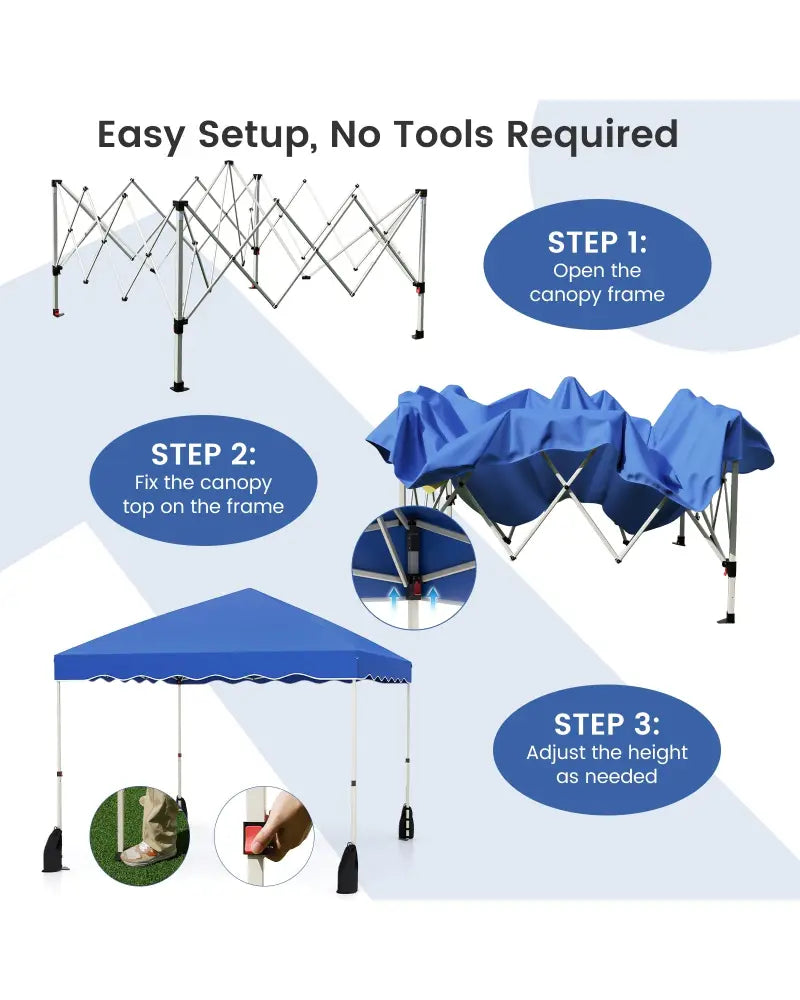 Foldable 10 X 10 Feet Pop up Canopy Tent with Wheeled Bag-Blue - Blue - Canopies