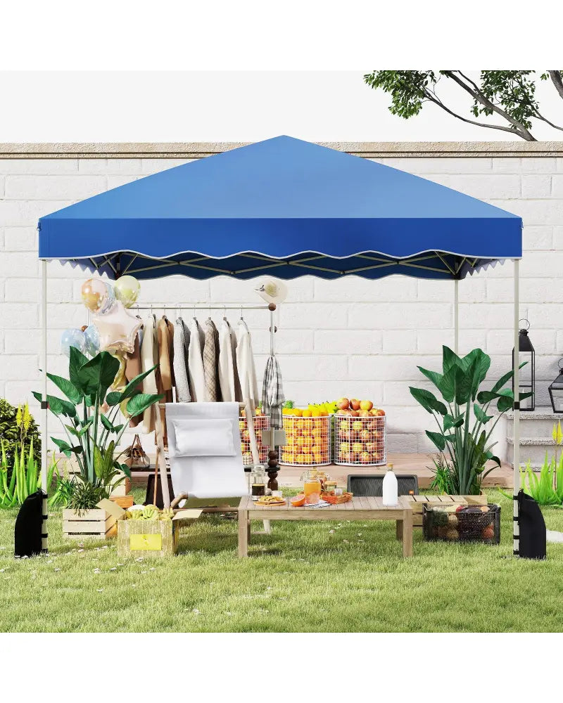 Foldable 10 X 10 Feet Pop up Canopy Tent with Wheeled Bag-Blue - Blue - Canopies