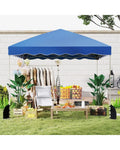 Foldable 10 X 10 Feet Pop up Canopy Tent with Wheeled Bag-Blue - Blue - Canopies
