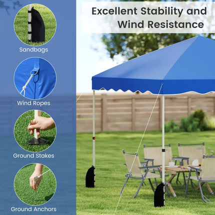 Foldable 10 X 10 Feet Pop up Canopy Tent with Wheeled Bag-Blue - Blue - Canopies