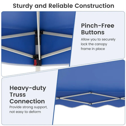 Foldable 10 X 10 Feet Pop up Canopy Tent with Wheeled Bag-Blue - Blue - Canopies