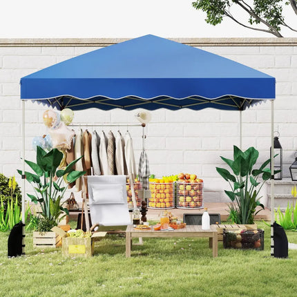 Foldable 10 X 10 Feet Pop up Canopy Tent with Wheeled Bag-Blue - Blue - Canopies