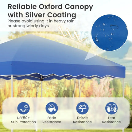 Foldable 10 X 10 Feet Pop up Canopy Tent with Wheeled Bag-Blue - Blue - Canopies
