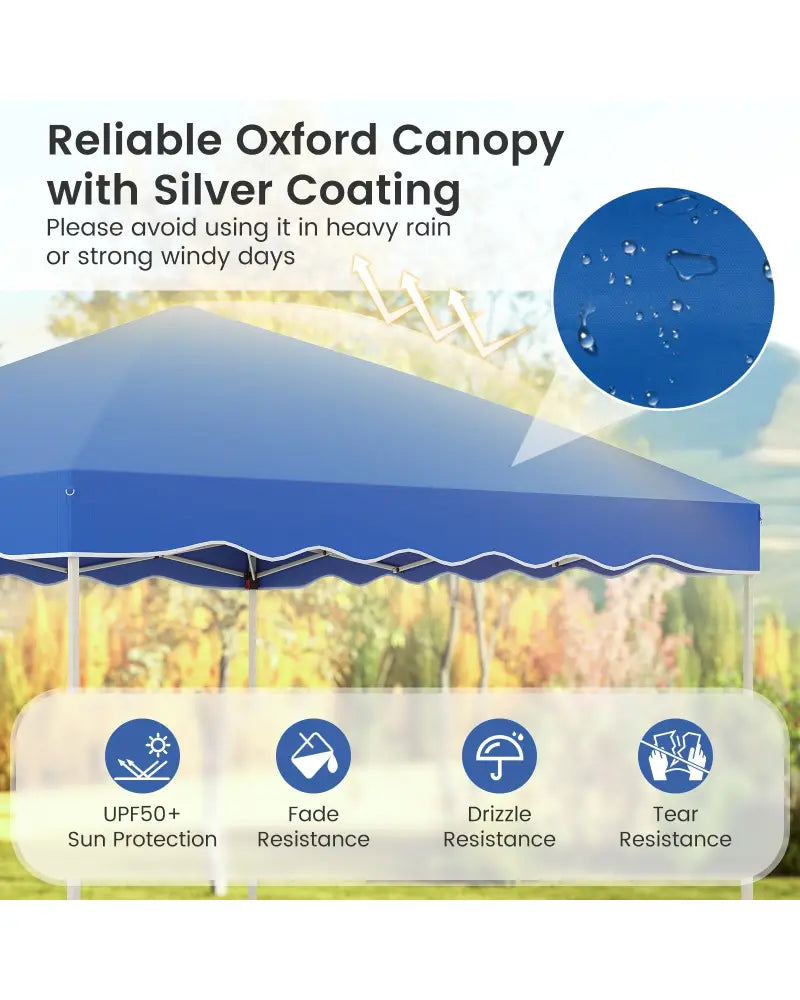 Foldable 10 X 10 Feet Pop up Canopy Tent with Wheeled Bag-Blue - Blue - Canopies