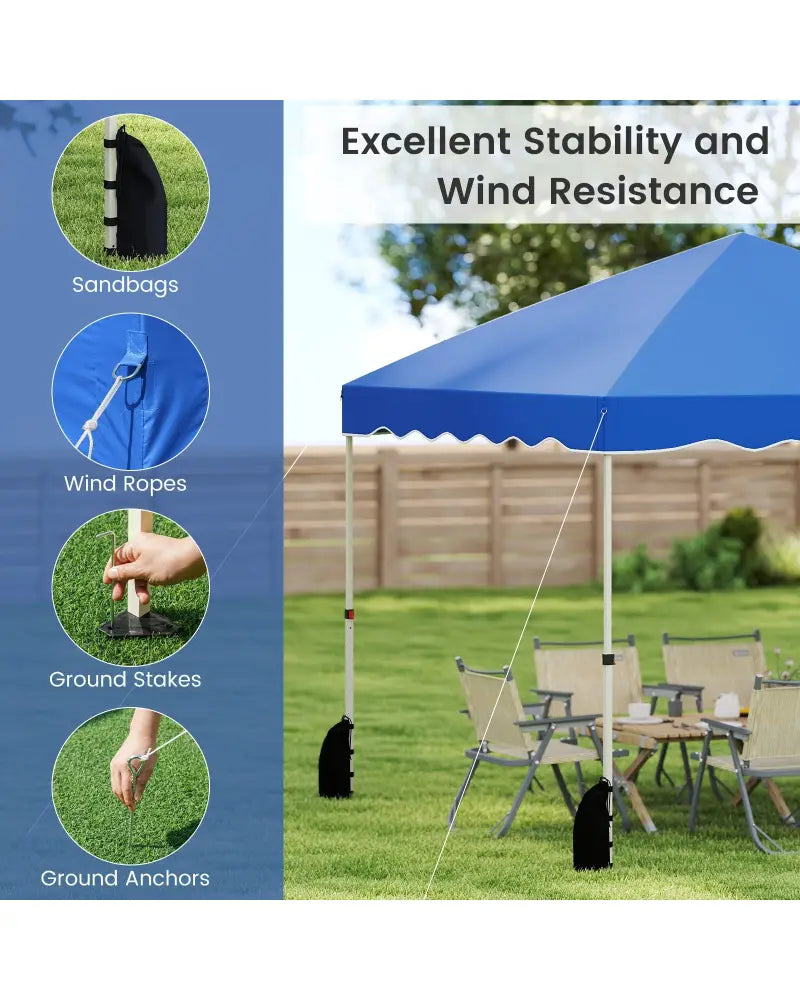 Foldable 10 X 10 Feet Pop up Canopy Tent with Wheeled Bag-Blue - Blue - Canopies