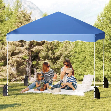 Foldable 10 X 10 Feet Pop up Canopy Tent with Wheeled Bag-Blue - Blue - Canopies