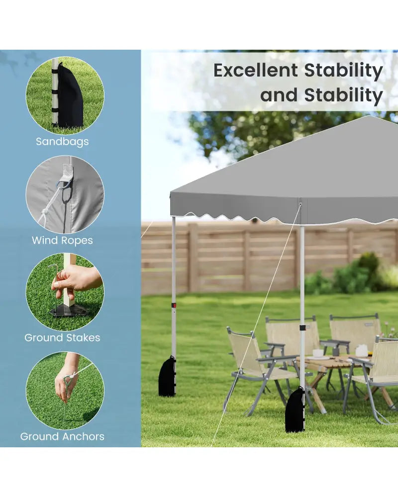 Foldable 10 X 10 Feet Pop up Canopy Tent with Wheeled Bag-Gray - Gray - Canopies