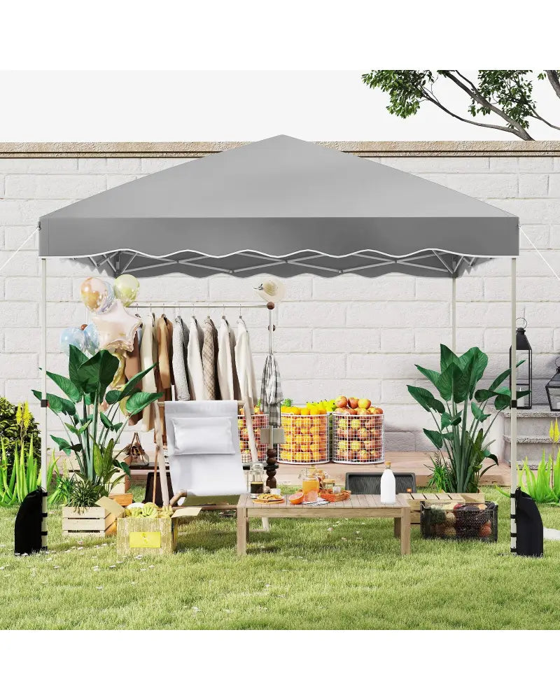 Foldable 10 X 10 Feet Pop up Canopy Tent with Wheeled Bag-Gray - Gray - Canopies