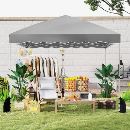Foldable 10 X 10 Feet Pop up Canopy Tent with Wheeled Bag-Gray - Gray - Canopies