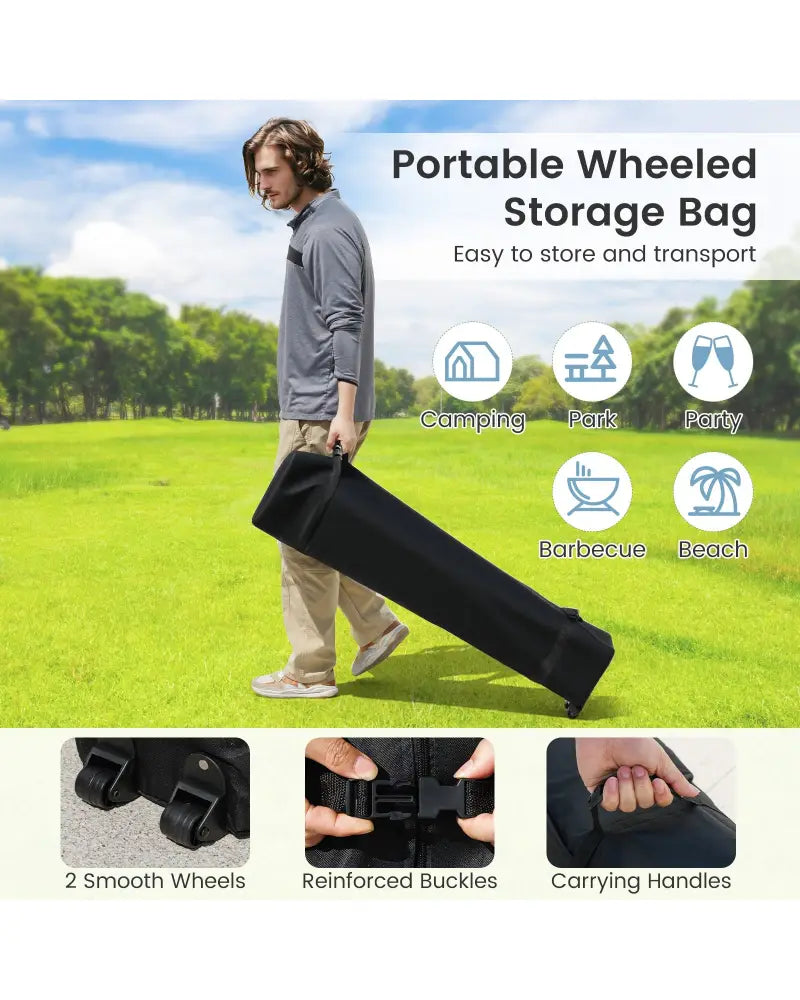 Foldable 10 X 10 Feet Pop up Canopy Tent with Wheeled Bag-Gray - Gray - Canopies