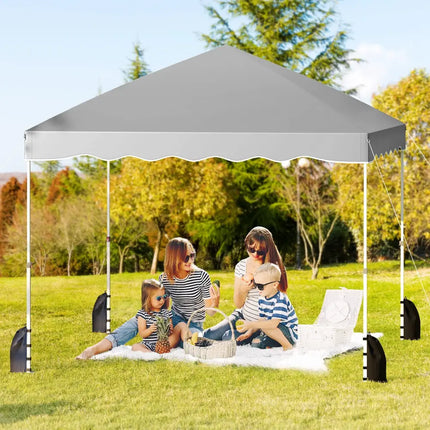 Foldable 10 X 10 Feet Pop up Canopy Tent with Wheeled Bag-Gray - Gray - Canopies