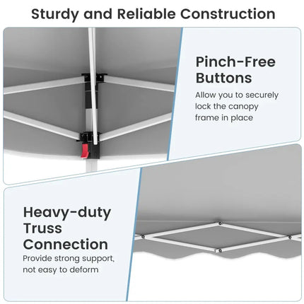 Foldable 10 X 10 Feet Pop up Canopy Tent with Wheeled Bag-Gray - Gray - Canopies