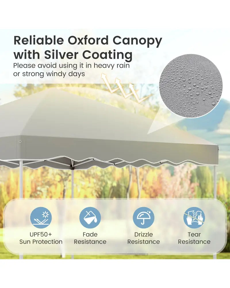 Foldable 10 X 10 Feet Pop up Canopy Tent with Wheeled Bag-Gray - Gray - Canopies