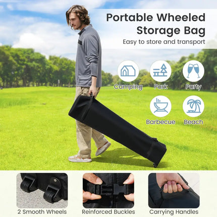 Foldable 10 X 10 Feet Pop up Canopy Tent with Wheeled Bag-Gray - Gray - Canopies