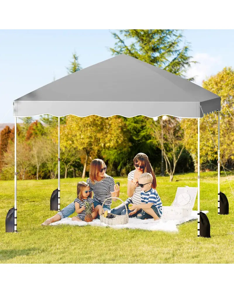 Foldable 10 X 10 Feet Pop up Canopy Tent with Wheeled Bag-Gray - Gray - Canopies