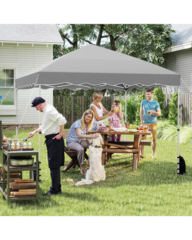 Foldable 10 X 10 Feet Pop up Canopy Tent with Wheeled Bag-Gray - Gray - Canopies