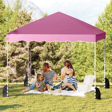 Foldable 10 X 10 Feet Pop up Canopy Tent with Wheeled Bag-Pink - Pink - Canopies