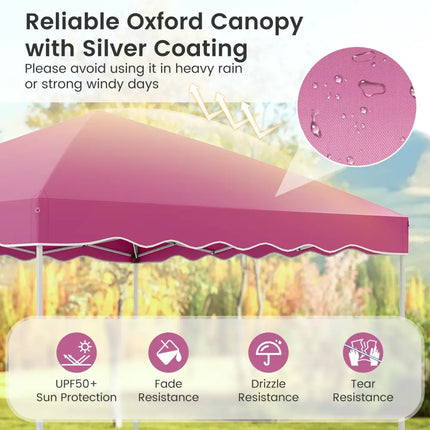 Foldable 10 X 10 Feet Pop up Canopy Tent with Wheeled Bag-Pink - Pink - Canopies