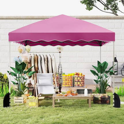 Foldable 10 X 10 Feet Pop up Canopy Tent with Wheeled Bag-Pink - Pink - Canopies