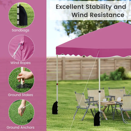 Foldable 10 X 10 Feet Pop up Canopy Tent with Wheeled Bag-Pink - Pink - Canopies
