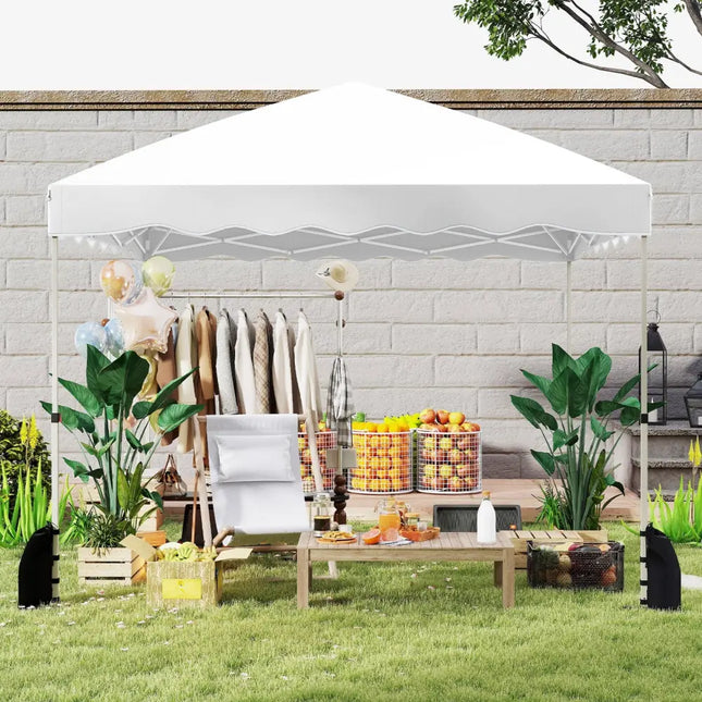 Foldable 10 X 10 Feet Pop up Canopy Tent with Wheeled Bag-White - White - Canopies