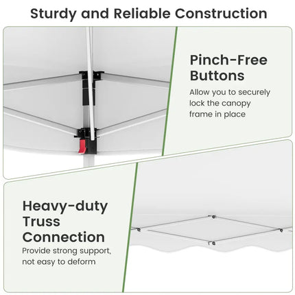 Foldable 10 X 10 Feet Pop up Canopy Tent with Wheeled Bag-White - White - Canopies