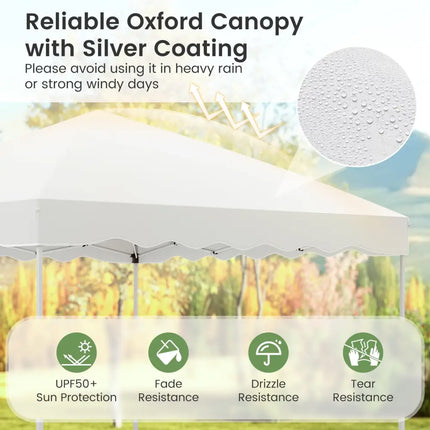 Foldable 10 X 10 Feet Pop up Canopy Tent with Wheeled Bag-White - White - Canopies