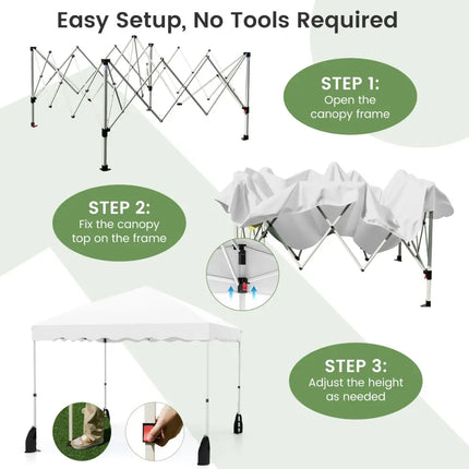 Foldable 10 X 10 Feet Pop up Canopy Tent with Wheeled Bag-White - White - Canopies