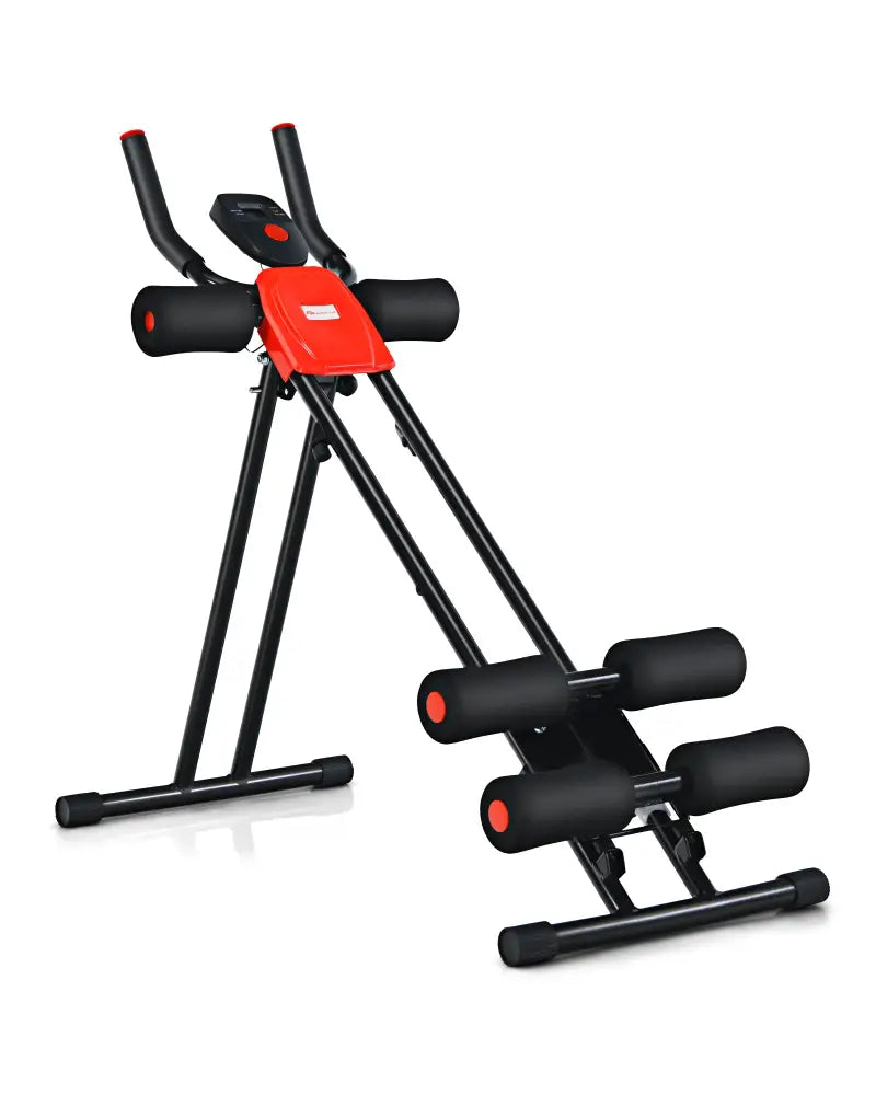 Foldable Adjustable Core Abdominal Trainer with 3 Adjustable Resistance and LCD Display - Black - Benches Racks & Bars