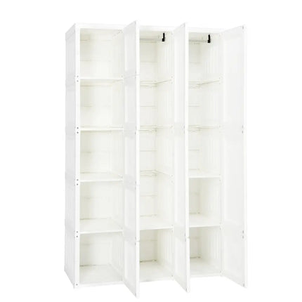 Foldable Armoire Wardrobe Closet with 10 Cubes - White - Bedroom