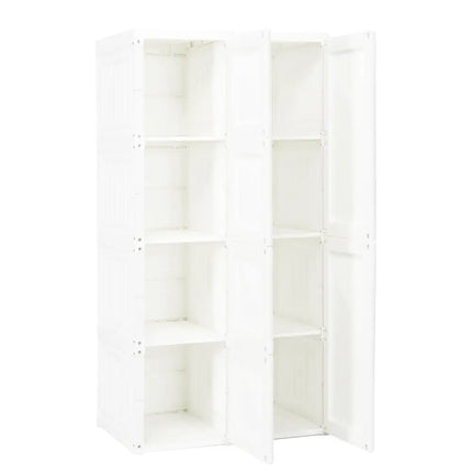 Foldable Armoire Wardrobe Closet with 8 Cubby Storage - White - Clothing & Closet Storage