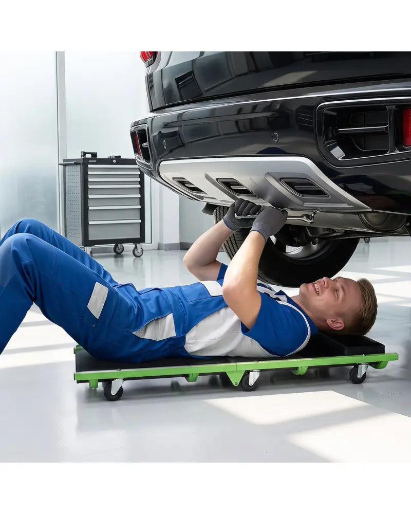 Foldable Automotive Creeper with 360° Swivel Wheels 330 lbs for Garage-Green - Green - Garages