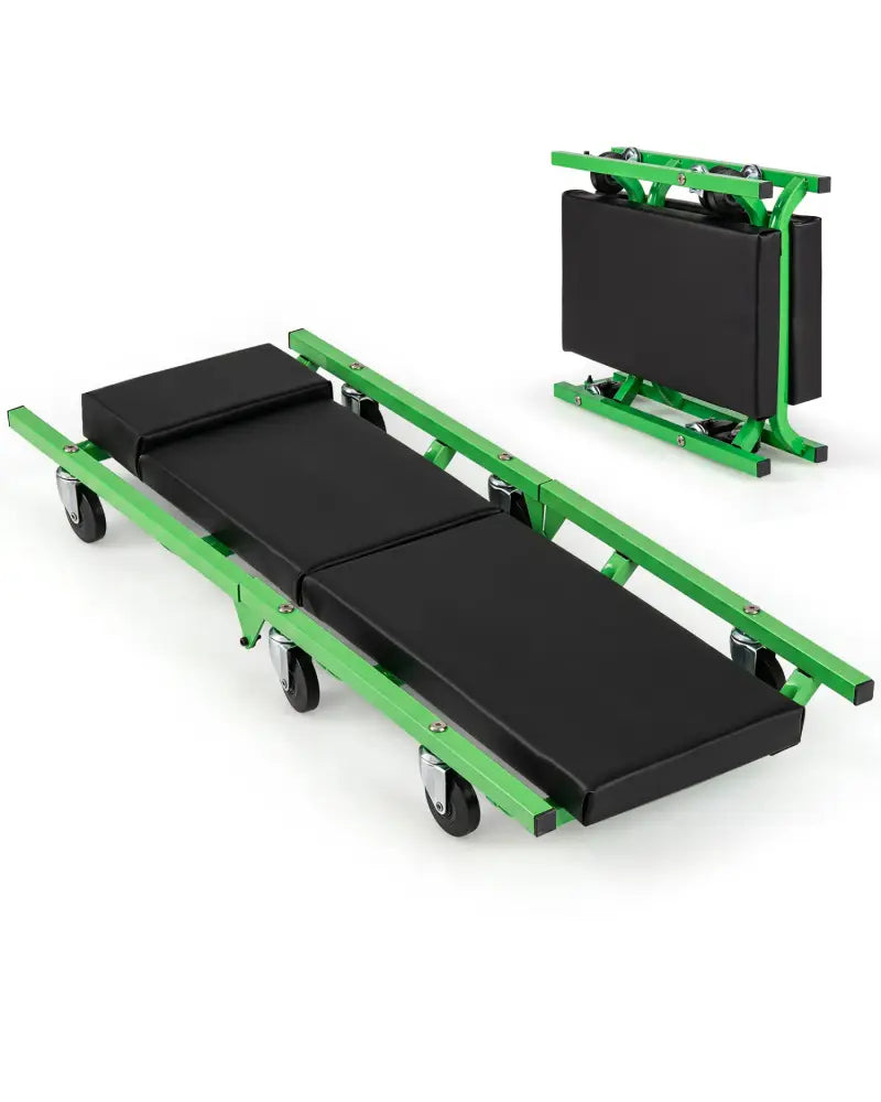 Foldable Automotive Creeper with 360° Swivel Wheels 330 lbs for Garage-Green - Green - Garages