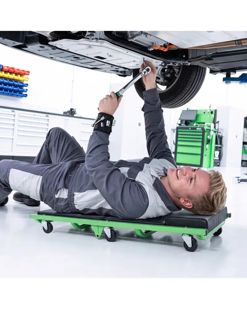 Foldable Automotive Creeper with 360° Swivel Wheels 330 lbs for Garage-Green - Green - Garages