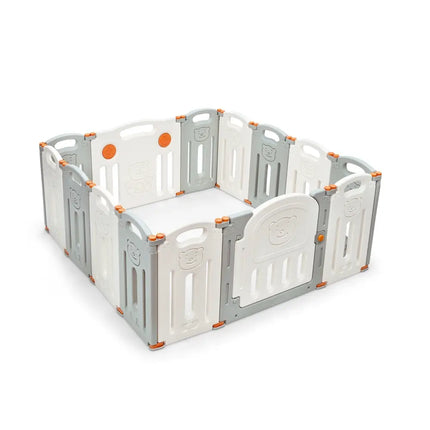 Foldable Baby Playpen 14 Panel Activity Center Safety Play Yard-Beige - Beige - Baby Playpen & Playards