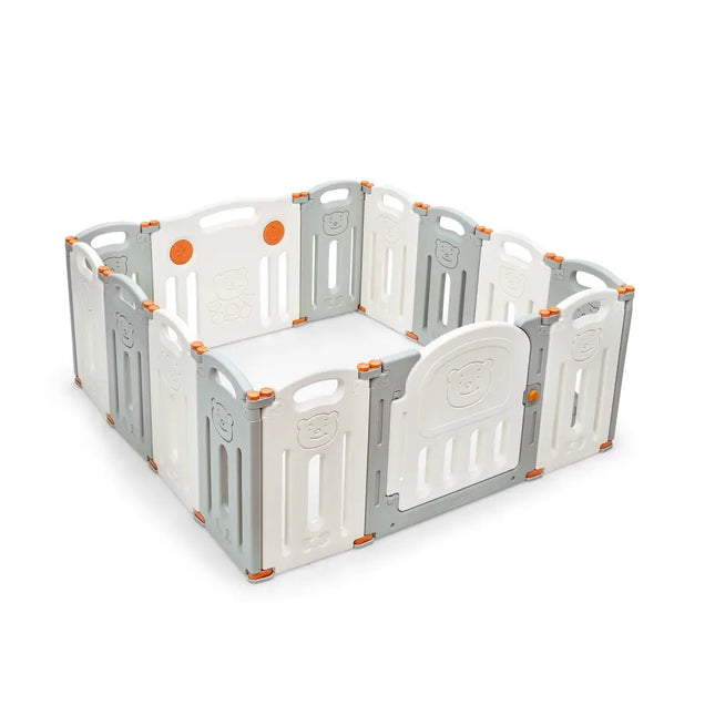Foldable Baby Playpen 14 Panel Activity Center Safety Play Yard-Beige - Beige - Baby Playpen & Playards
