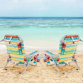 Foldable Backpack Beach Chair with Cup Holder and Storage Pockets Set of 2-Multicolor - Multicolor - Beach & Lawn Chairs