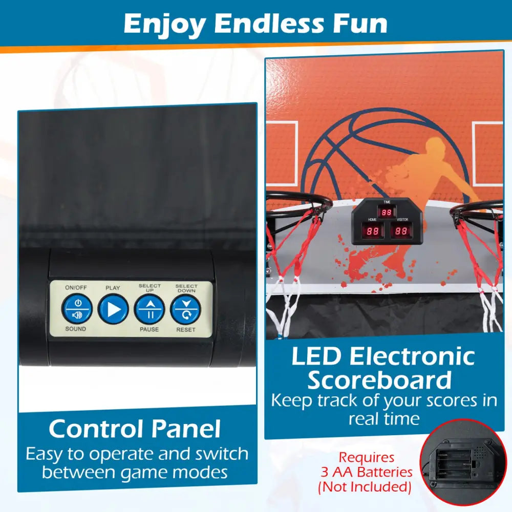 Foldable Basketball Arcade Game Kids Basketball Hoop Machine with 8 Exciting Playing Modes - Game Room