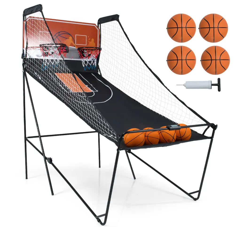 Foldable Basketball Arcade Game Kids Basketball Hoop Machine with 8 Exciting Playing Modes - Game Room