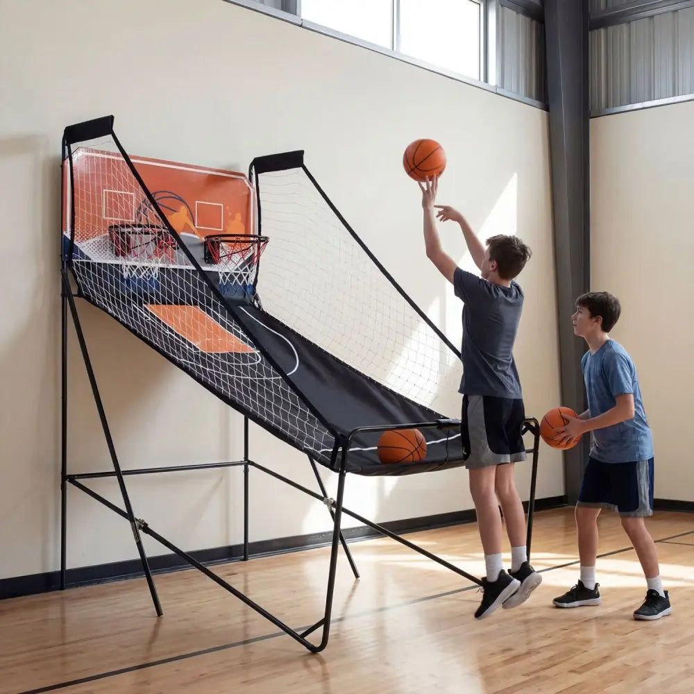 Foldable Basketball Arcade Game Kids Basketball Hoop Machine with 8 Exciting Playing Modes - Game Room
