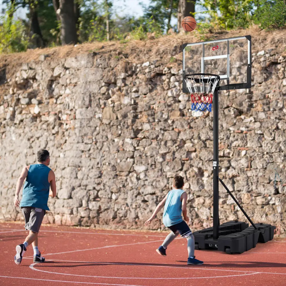 Foldable Basketball Hoop 7.54-10 ft Stepless Adjustable with PC Backboard - Black - Sport Equipments
